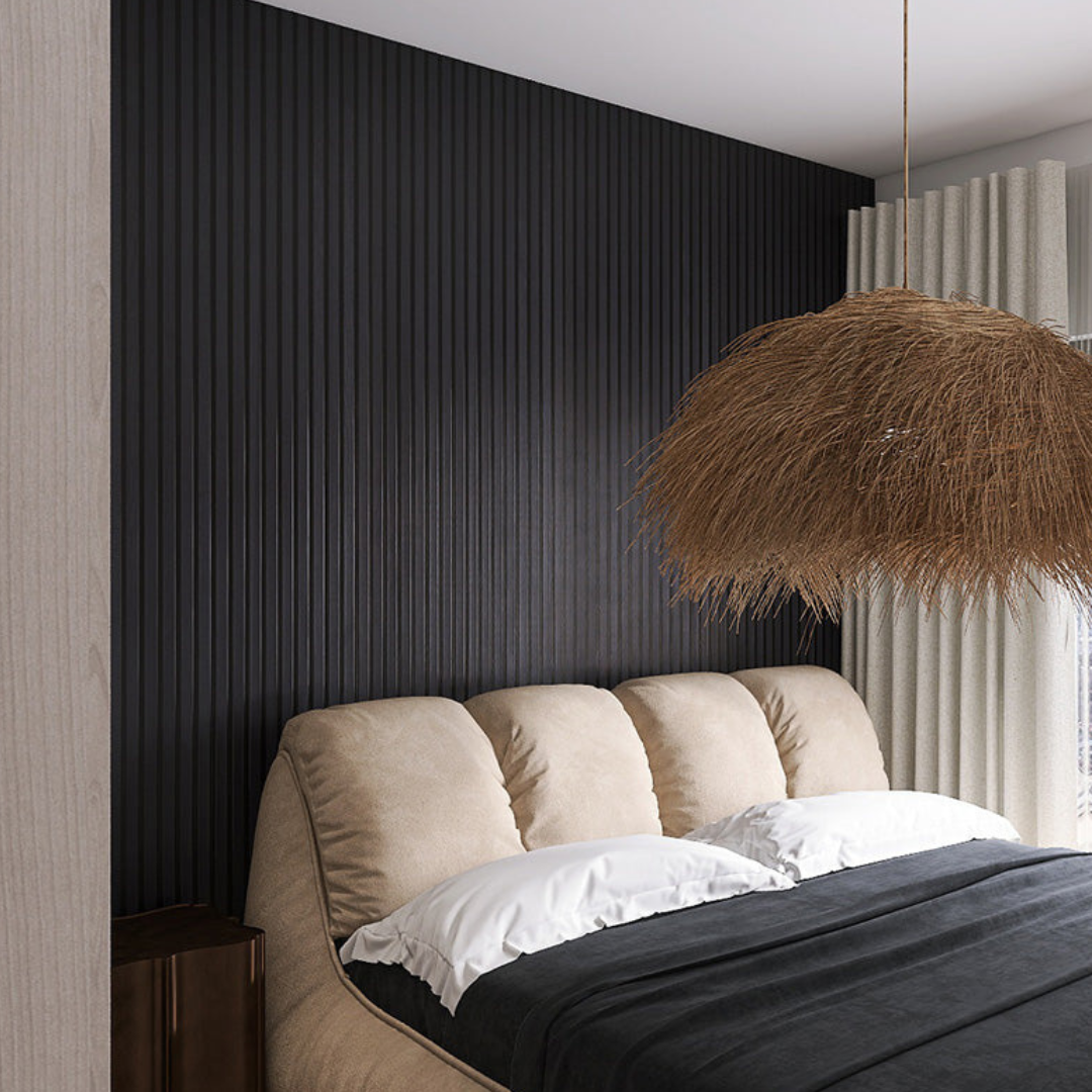 Evergrain Wall Cladding Panel Behind Bed – Elegant Modern Wall Panel Design for Bedroom Decor