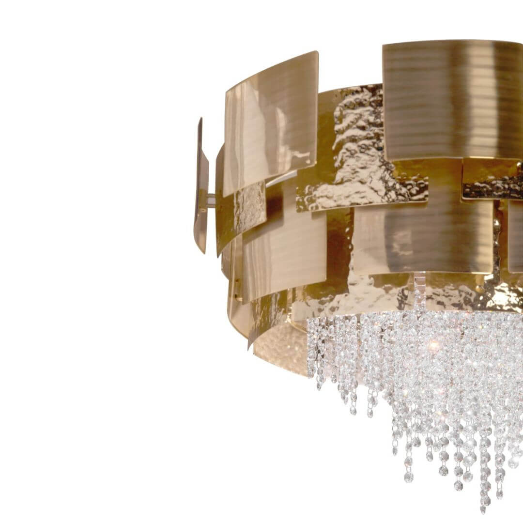 Close-Up View of Fervent Oval Shape Gold Crystal Chandelier Light – Luxurious Modern Fixture
