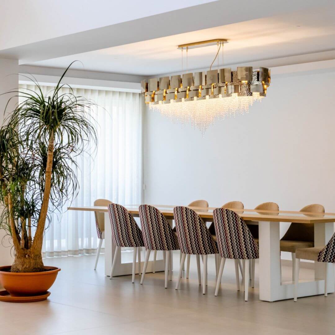 Side View of Fervent Oval Shape Gold Crystal Chandelier Light – Elegant Modern Lighting Fixture