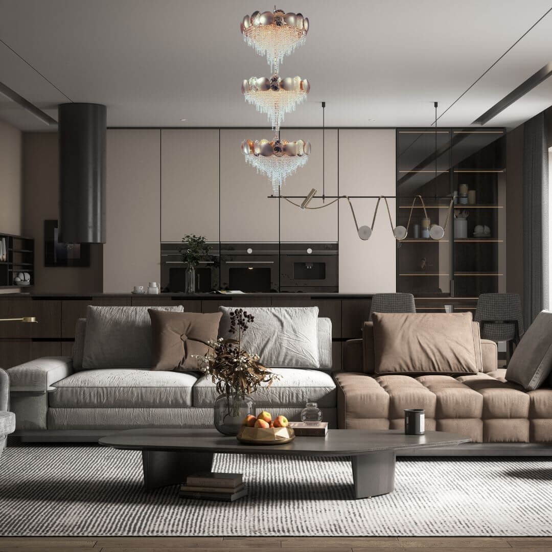 Fervor Crystal Chandelier Light Hanging in Living Room – Elegant Modern Ceiling Lighting
