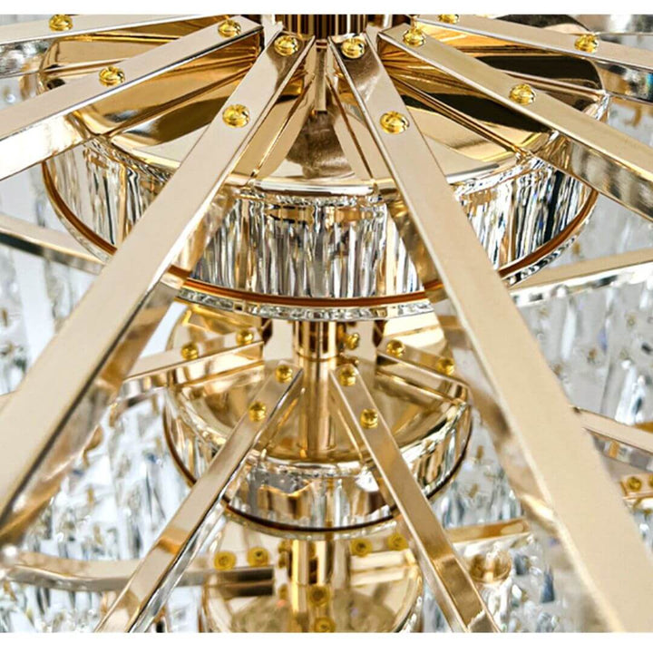 Top view detail of Firefly chandelier light, showcasing intricate design and sparkling light elements