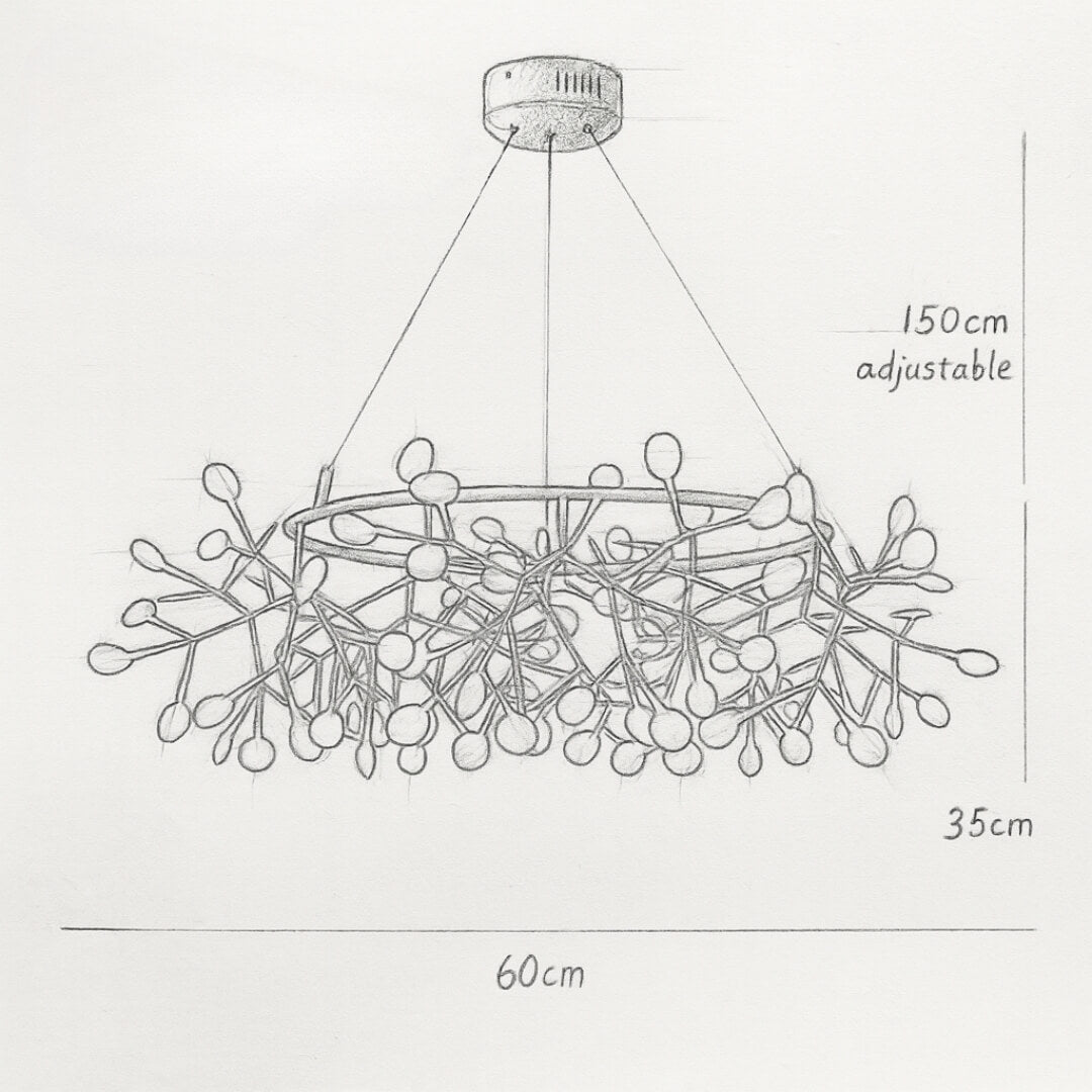 Firefly Light Chandelier – Modern Brushed Gold Metal &amp; Ceramic Design