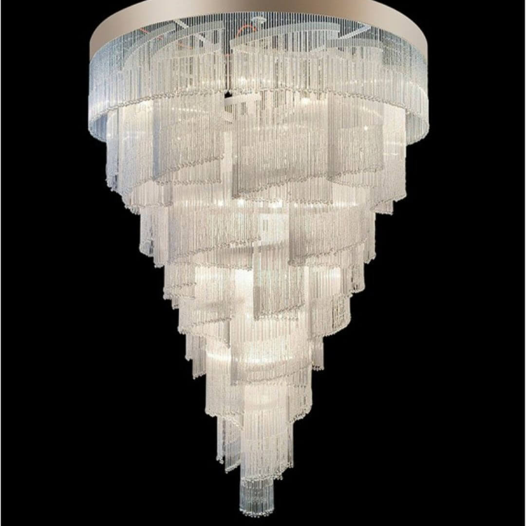 Firelight Spiral Crystal Chandelier Light – Luxurious Modern Spiral Ceiling Lighting Fixture