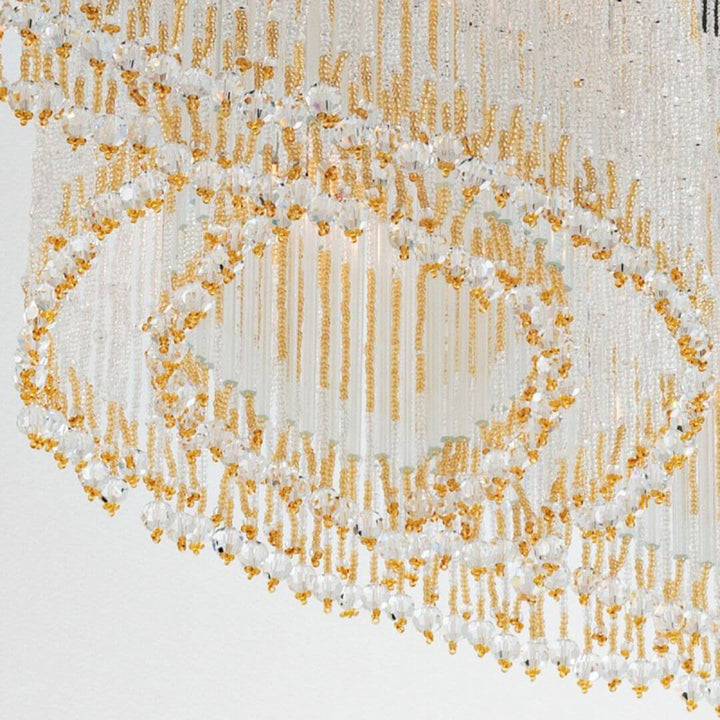 Detailed Close-Up View of Firelight Spiral Crystal Chandelier Light – Elegant Modern Lighting