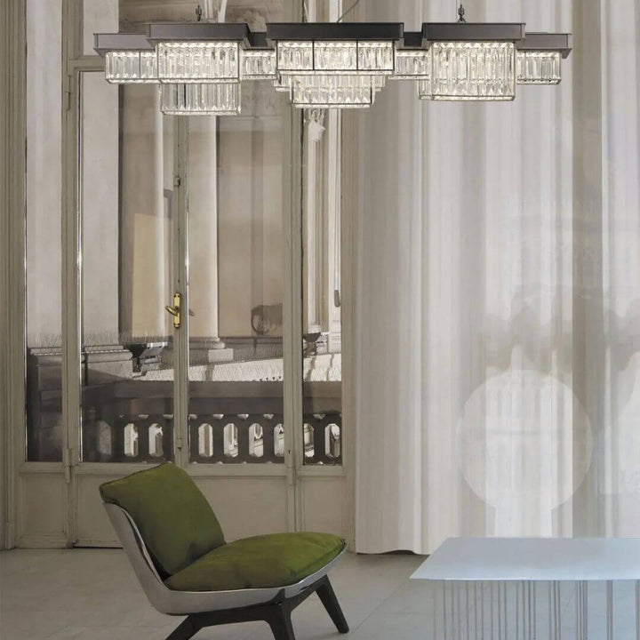 Front View of Fizzle Crystal Chandelier Light – Elegant Modern Ceiling Lighting Fixture
