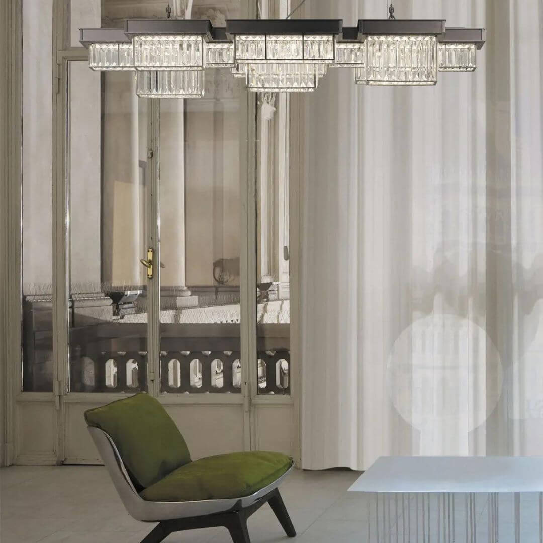 Front View of Fizzle Crystal Chandelier Light – Elegant Modern Ceiling Lighting Fixture