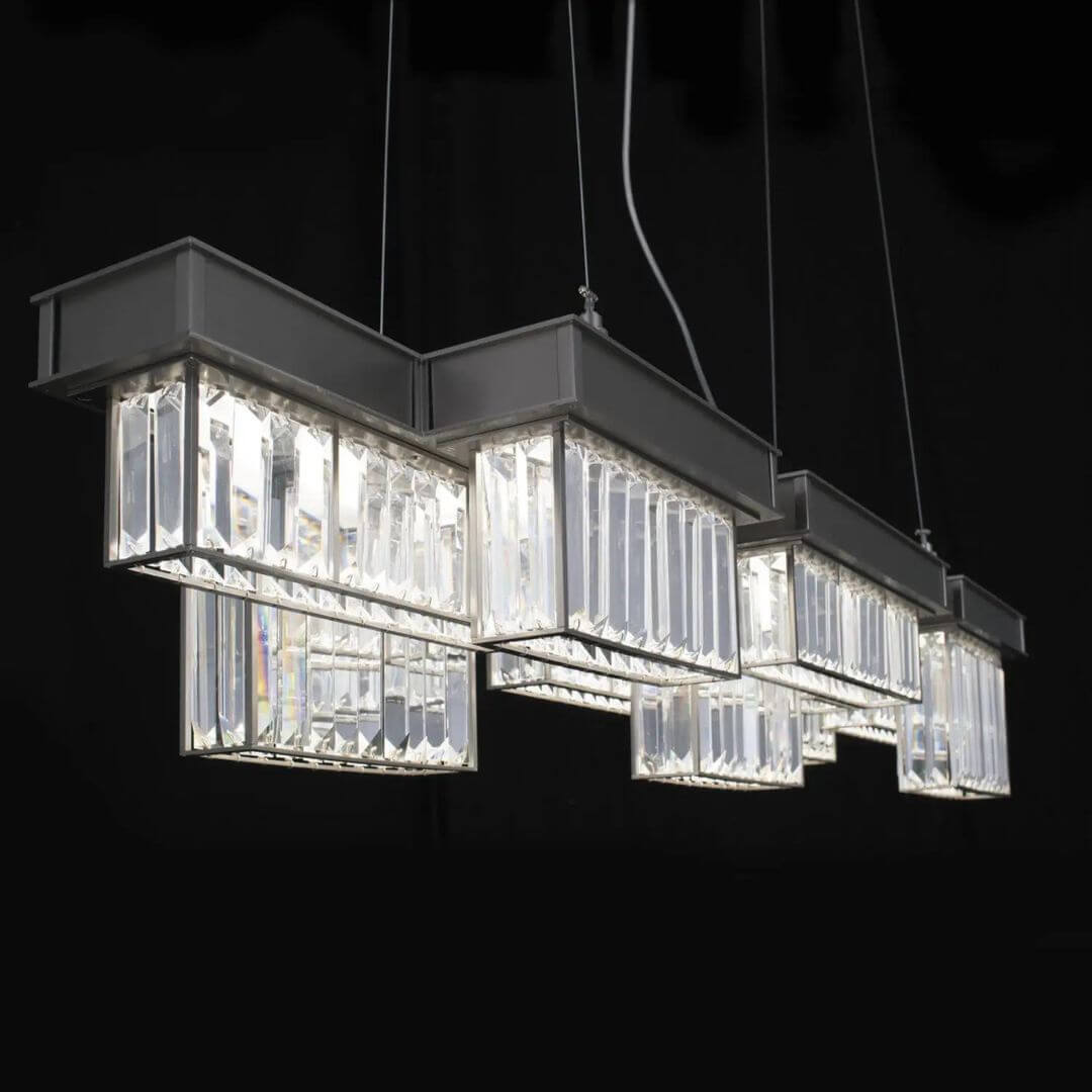 Side View of Fizzle Crystal Chandelier Light – Elegant Modern Lighting Fixture for Living Room