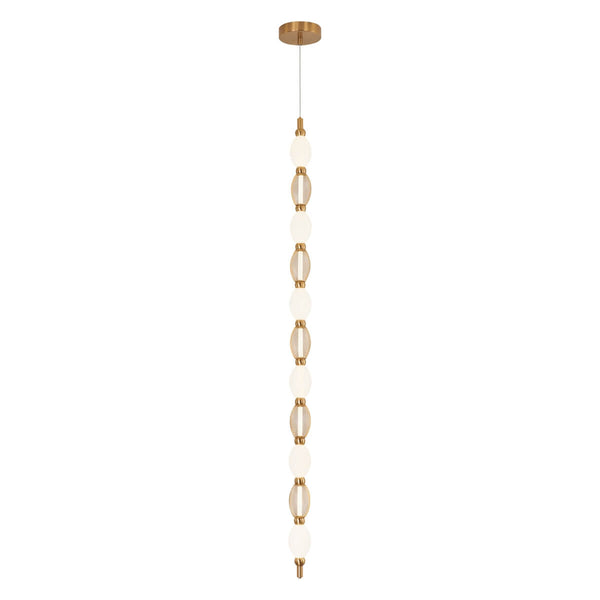 Florent 2000 vertical LED pendant in aged gold – slim modern hanging light with minimalist design.