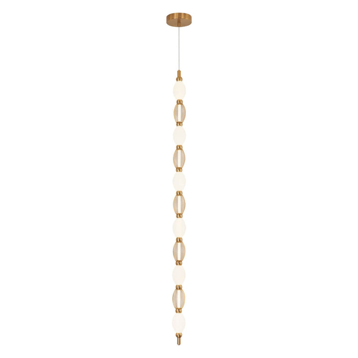 Florent 2000 vertical LED pendant in aged gold – slim modern hanging light with minimalist design.