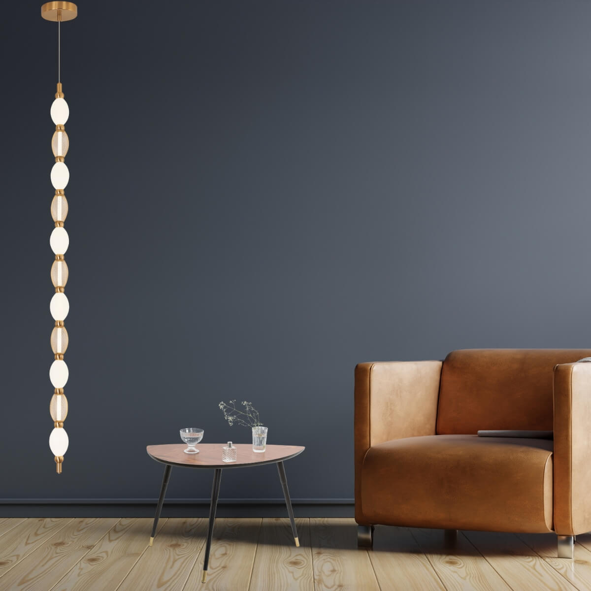Florent 2000 Vertical LED Pendant – Modern Gold Sculptural Ceiling Light