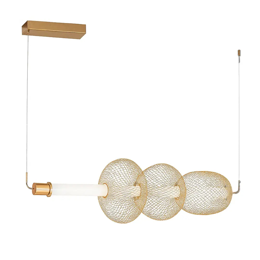 Florent linear pendant light in champagne gold, 1000mm LED, luxury lighting for elegant interiors.