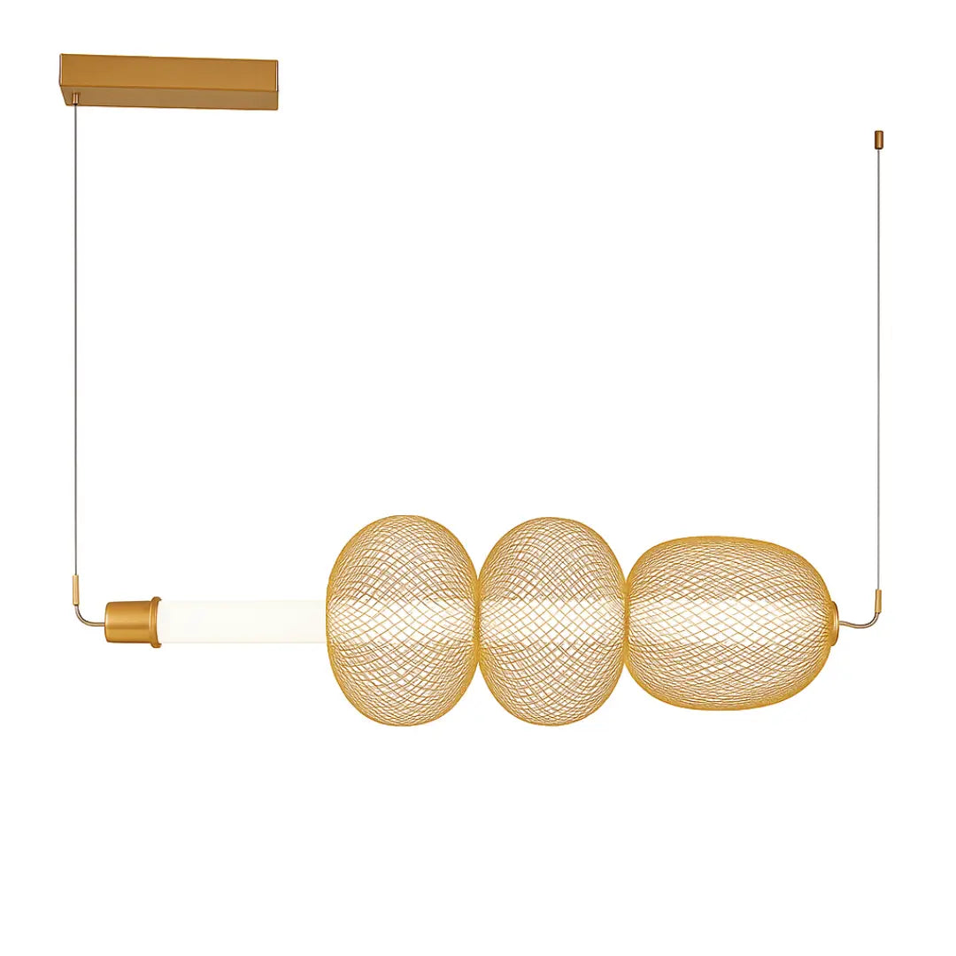 Florent linear pendant light in champagne gold, 1000mm LED, sleek and modern lighting for interiors.