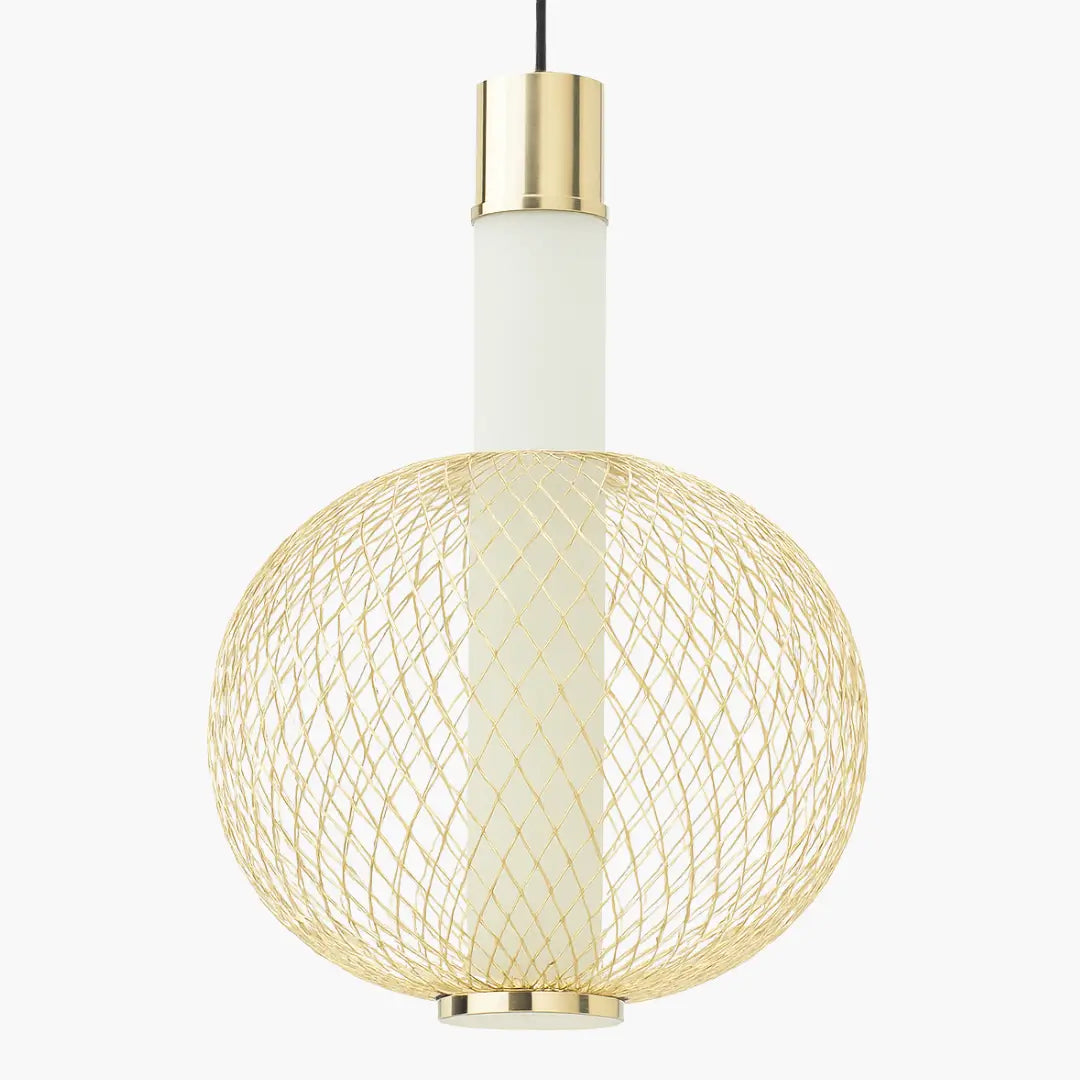 Florent gold single pendant light with LED, modern ceiling lighting for home or office decor.