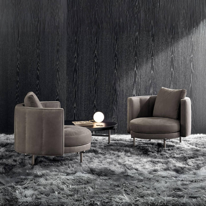 Compact single-seater Flux Forma Serene sofa with soft cotton linen fabric