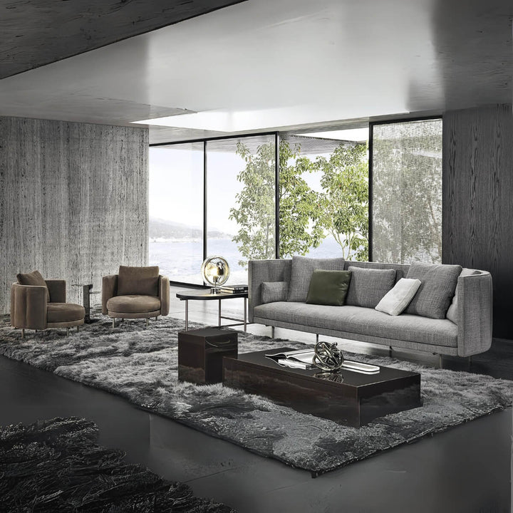 Elegant cotton linen upholstered Flux Forma Serene 3-seater sofa for stylish living rooms