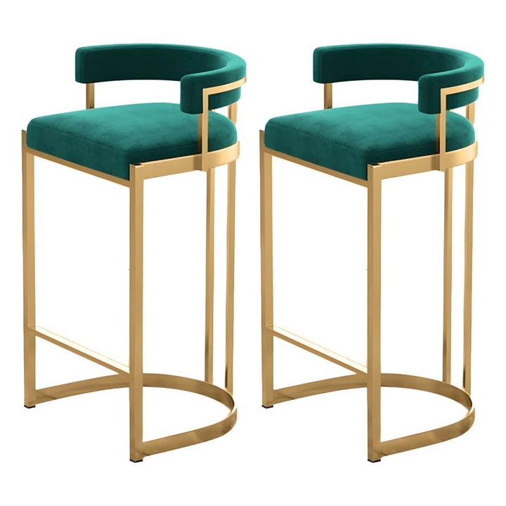 Glam bucket bar stool – upholstered with gold metal base.