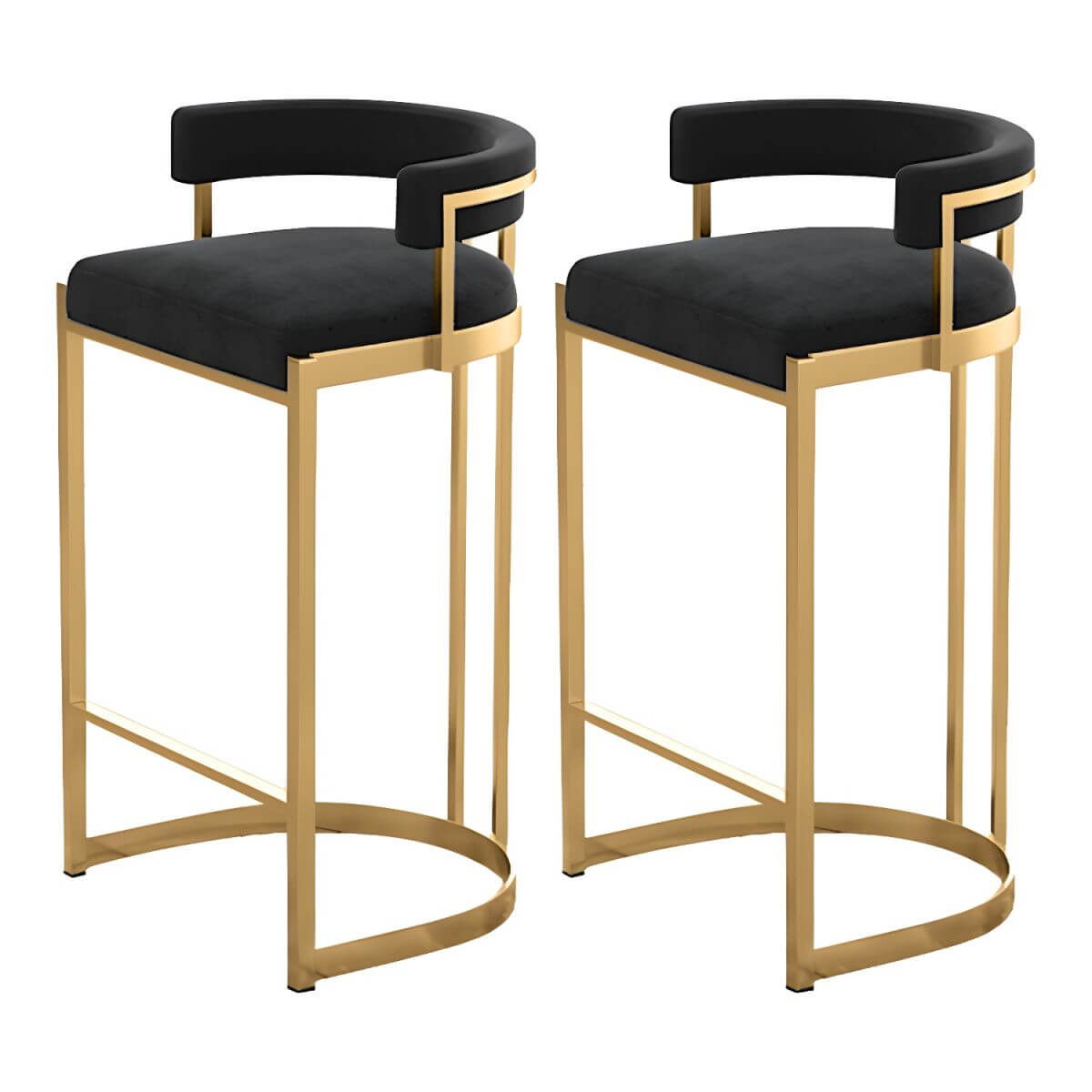 Glam Bucket Bar Stool with Customizable Upholstery with Gold Stainless Steel Base