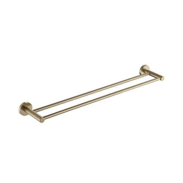 Gleamshore double towel rail from Eclipse collection in golden finish, modern bathroom accessory with sleek and elegant design