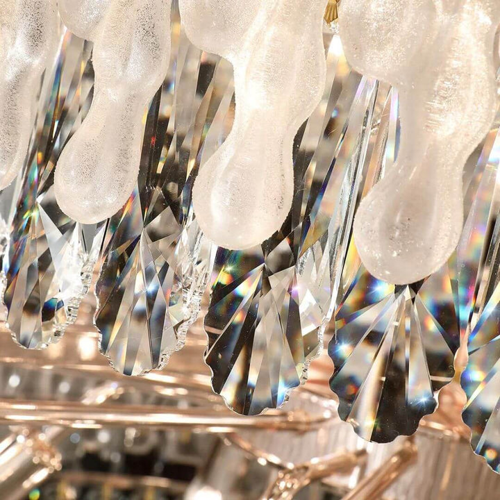 Detail View of Crystals on Glimpse Chandelier Light – Elegant Modern Lighting Fixture