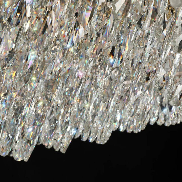 Close-Up View of Crystals on Glimpse Chandelier Light – Luxurious Modern Ceiling Lighting