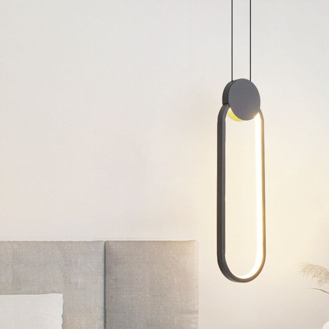 Detailed Close-Up View of Glow Oval-Shaped Pendant Light – Modern Elegant Lighting Design