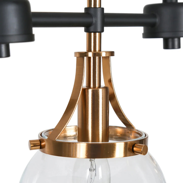 Detail view of Goblet 5-light modern elegance chandelier highlighting light socket and craftsmanship