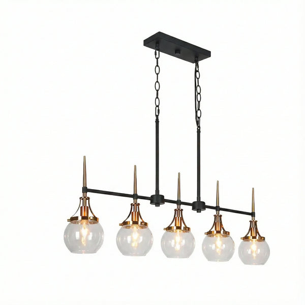 Goblet 5-Light Chandelier – Matte Black & Brass Modern Elegance Lighting