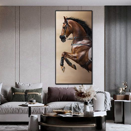 Artistic horse portrait wall art capturing motion and grace