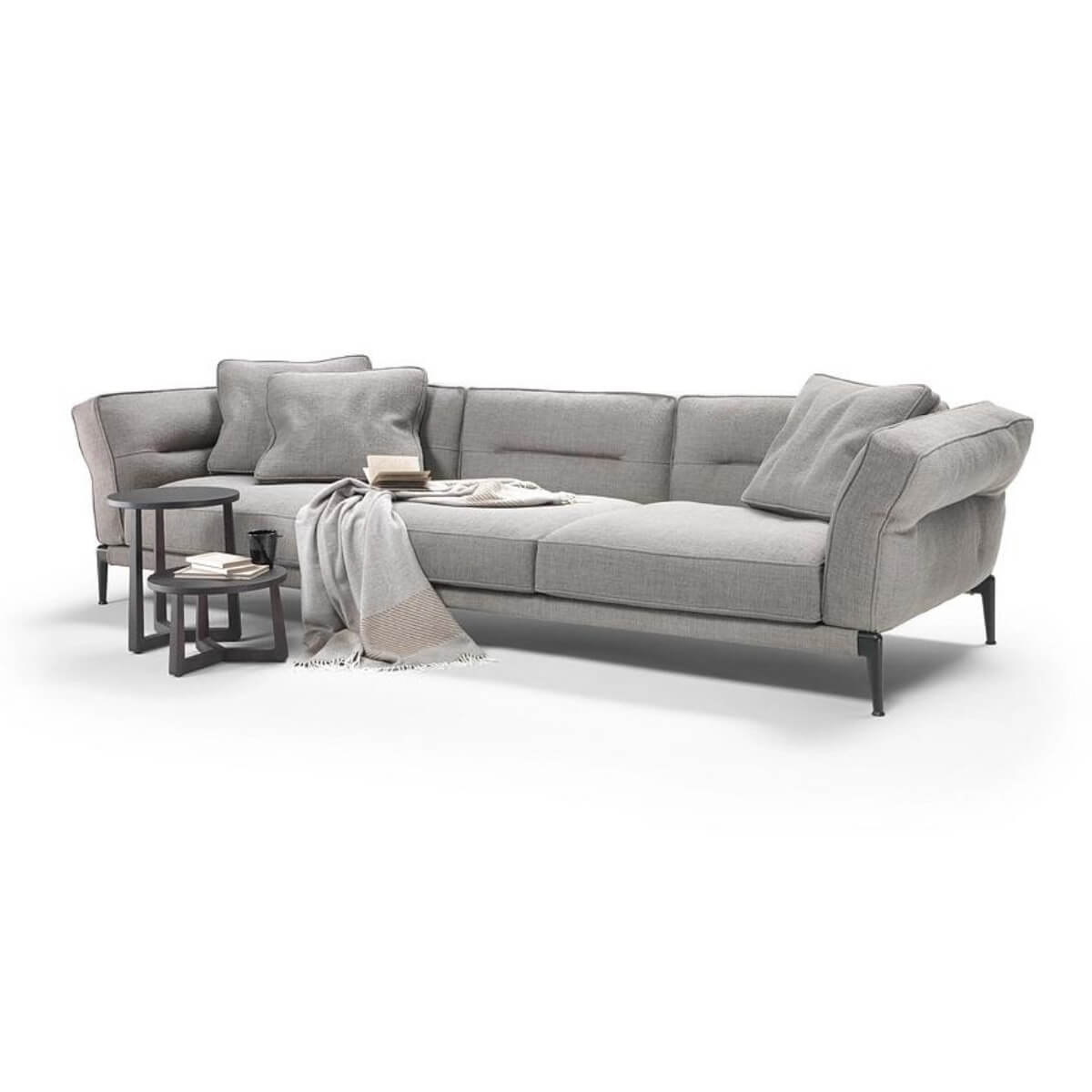 Side view of Graceful Grandeur KS18 Ada sofa with cotton-linen upholstery – sleek design featuring plush cushions and refined craftsmanship