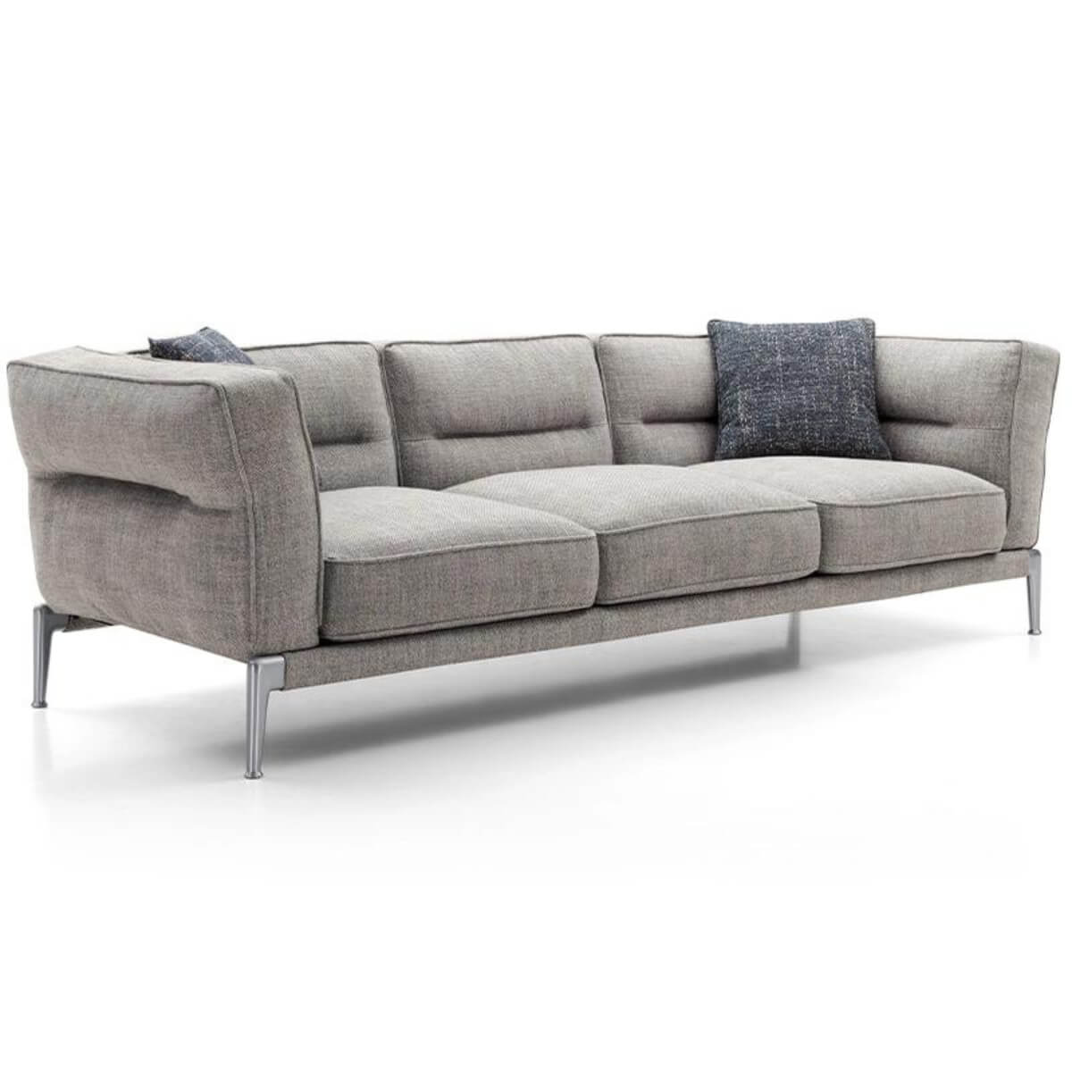 Right angle view of Graceful Grandeur KS18 Ada sofa with cotton-linen upholstery – modern elegant design featuring plush cushions and sleek contours