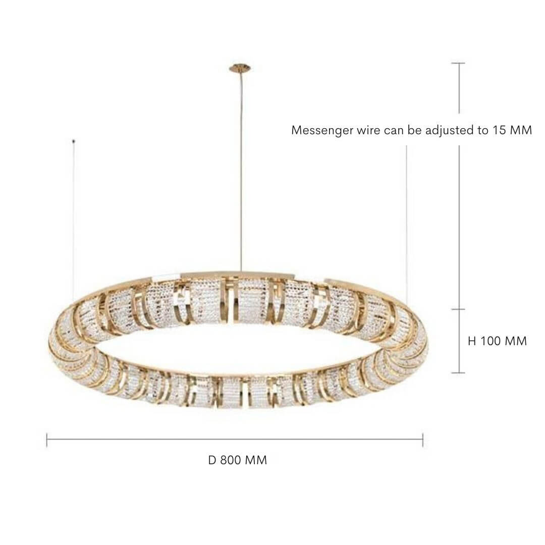 Halo Chandelier Light Dimensions – Elegant Modern Ceiling Lighting Fixture Size Overview