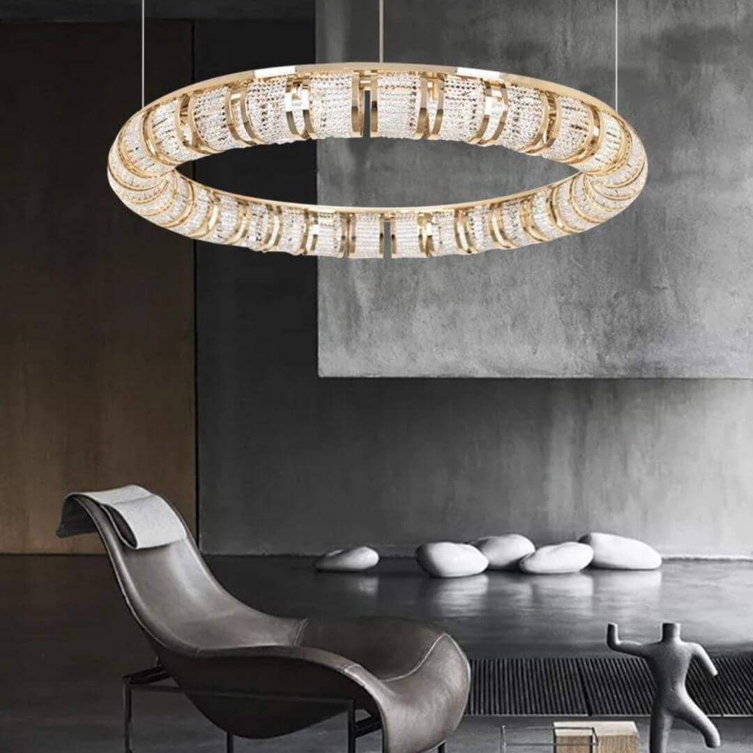 Front View of Halo Chandelier Light – Elegant Modern Ceiling Lighting Fixture