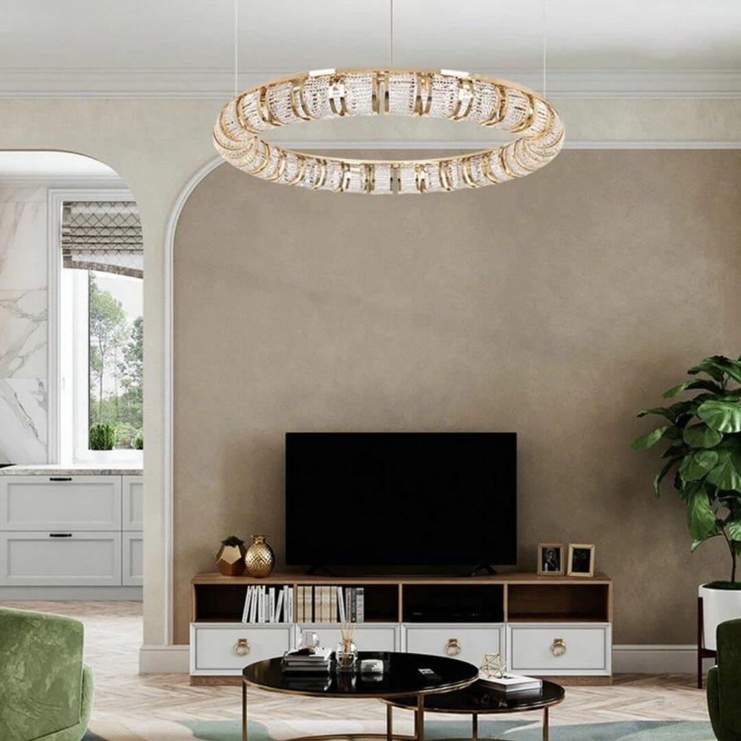 Halo Chandelier Light Hanging in Living Room – Elegant Modern Ceiling Lighting Fixture