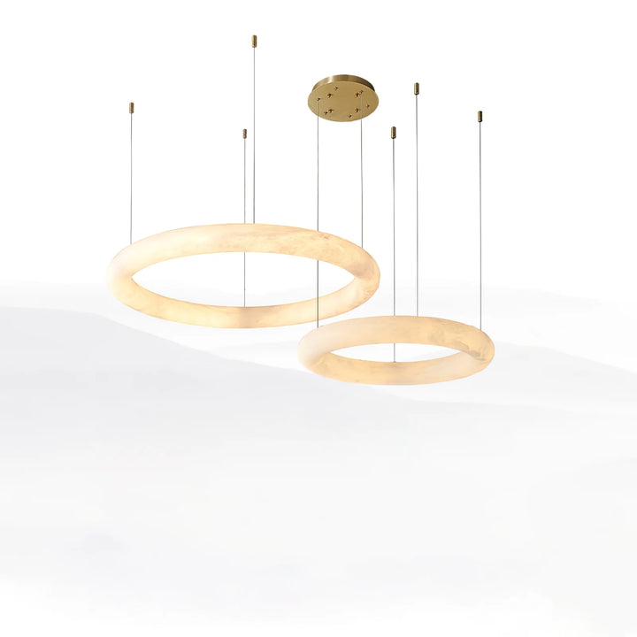 Halo di Pietra luxury chandelier with two-ring design hanging view for elegant modern lighting