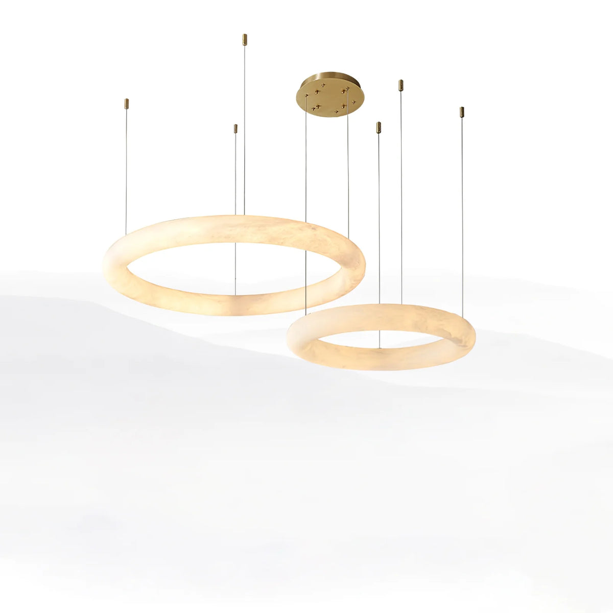Halo di Pietra luxury chandelier with two-ring design hanging view for elegant modern lighting