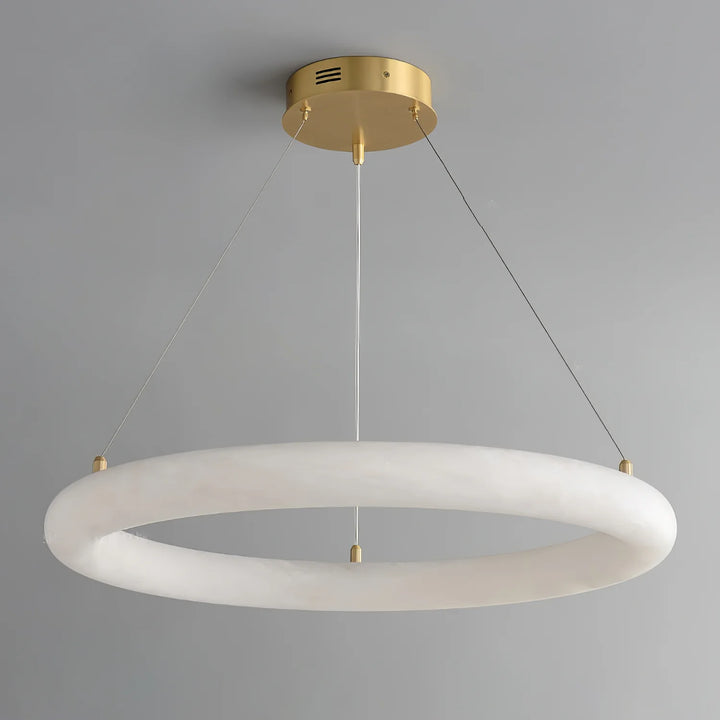 Halo di Pietra luxury chandelier front view showcasing modern elegant ring design and lighting