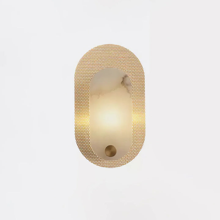 Harlan modern alabaster wall light front view showcasing sleek and elegant contemporary design