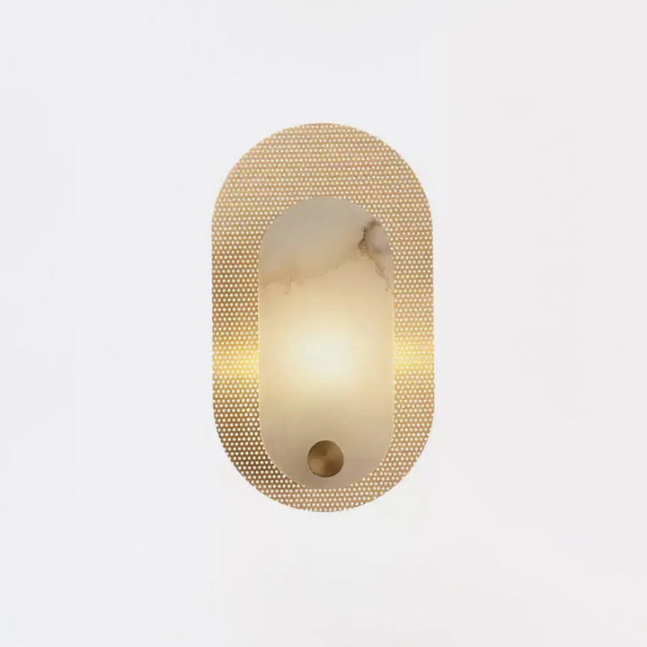 Harlan modern alabaster wall light front view highlighting sleek and elegant contemporary design