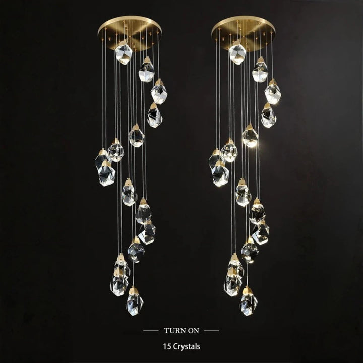 Front view of the Harmony Radiance K9 crystal pendant light with 15 elegant crystals