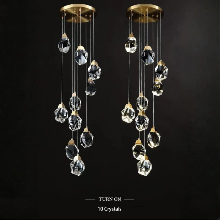 View of the Harmony Radiance K9 crystal pendant light featuring 10 elegant crystals