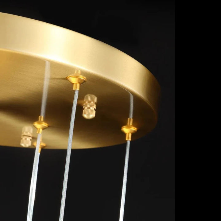 Close-up view of the ceiling mount for the Harmony Radiance K9 crystal pendant light