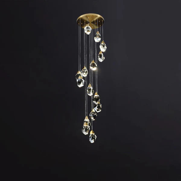 Front view of the Harmony Radiance K9 crystal pendant light, highlighting its modern design