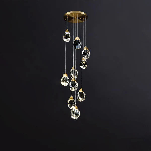 Front view of the Harmony Radiance K9 crystal pendant light, featuring elegant crystals and modern style