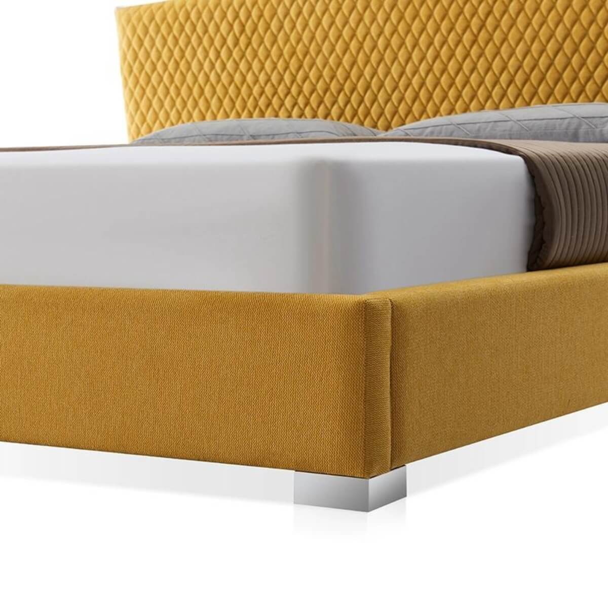 Close-up of Harmony Retreat stylish cotton linen bed square stand showing sturdy frame and clean finish