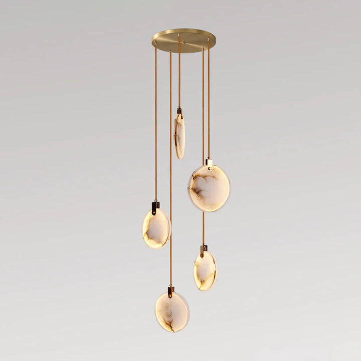 Harvest Alabaster Pendant Lamp 5-Light Modern Lighting on Ceiling Plate