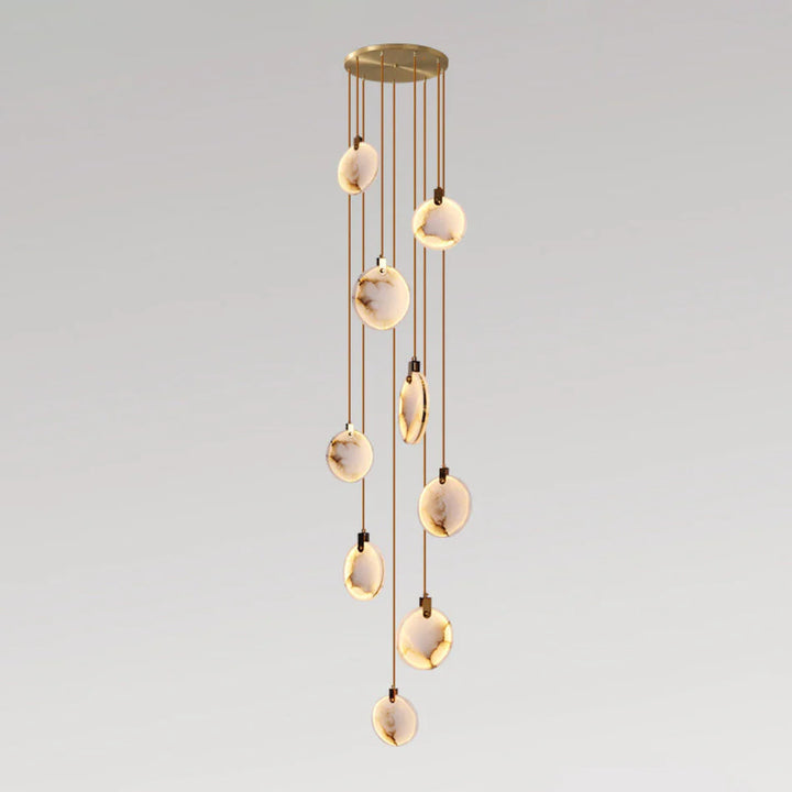 Harvest Alabaster Pendant Lamp 9-Light Modern Hanging Lighting with Single Plate
