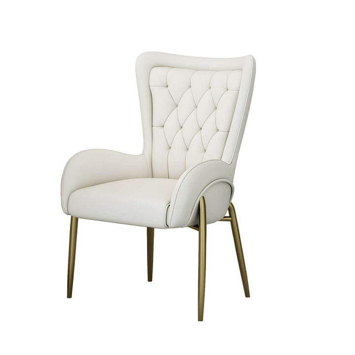 Side view of Henry dining chair with customizable leather or velvet upholstery and metal legs – sleek, modern design ideal for contemporary interiors.
