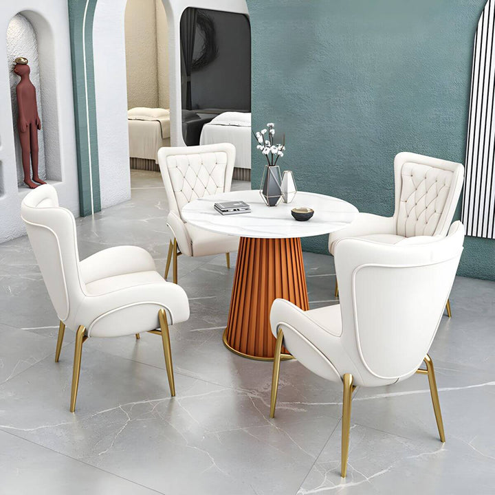 Henry dining chairs (White) with round table – set of four.
