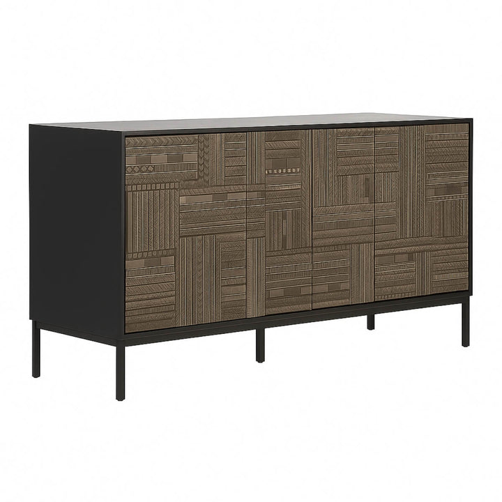 Detailed interior view of Heritage Tabari sideboard showing wooden drawer construction and storage layout