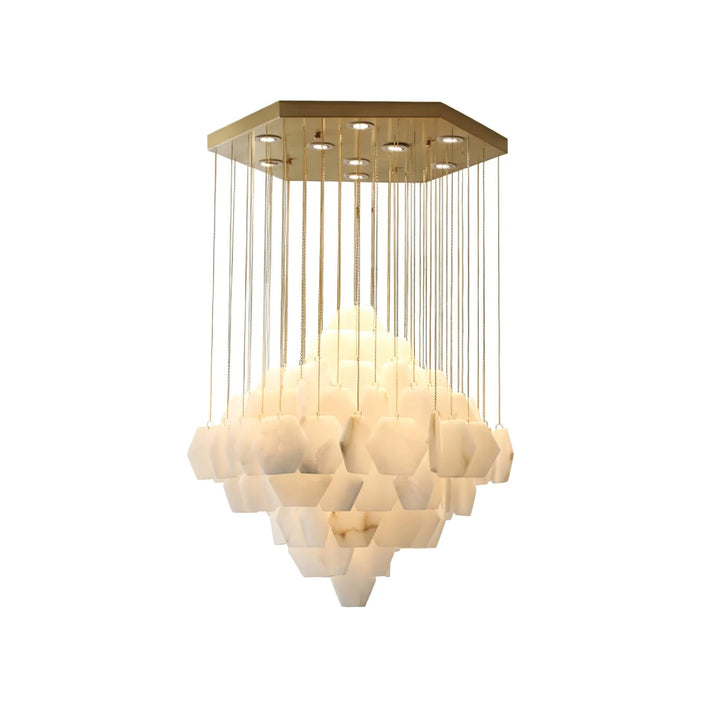 Hexa alabaster cascade chandelier, modern elegant hanging ceiling light for stylish interiors